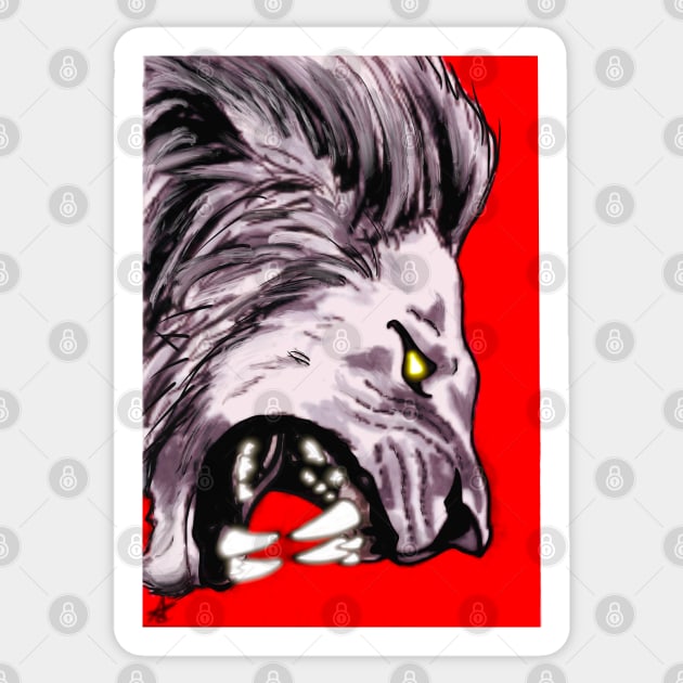 Red Lion Sticker by AnalogArtByAdam